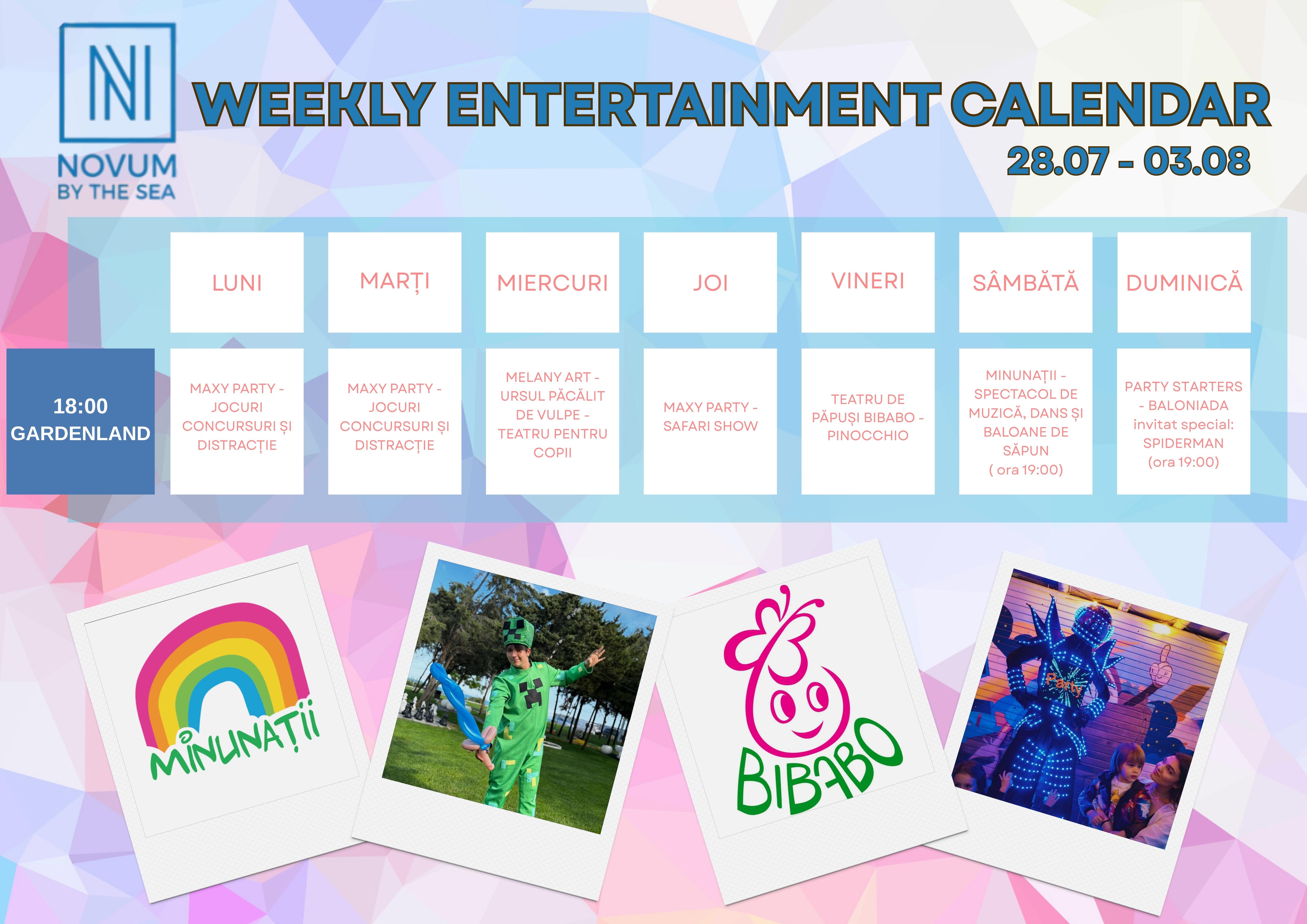 Weekly Entertainment Calendar